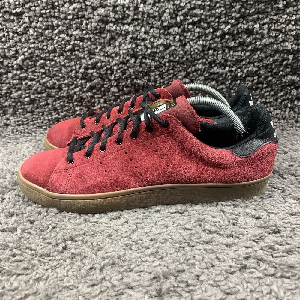 Adidas Stan Smith Vulc Mens Size 10.5 Burgundy Red Suede Low Top Shoes Sneakers